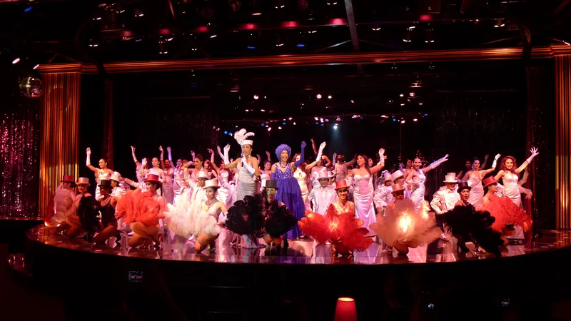 A sequined cabaret stage show in Bangkok