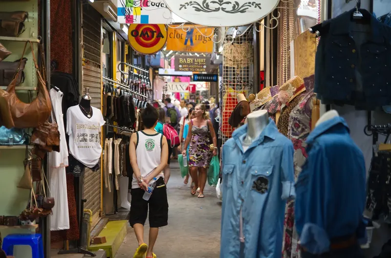 Narrow shopping lanes at Chatuchak Weekend Market