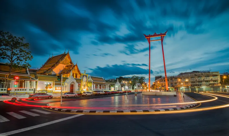 Red Giant Swing standing near Wat Suthat in Old Bangkok