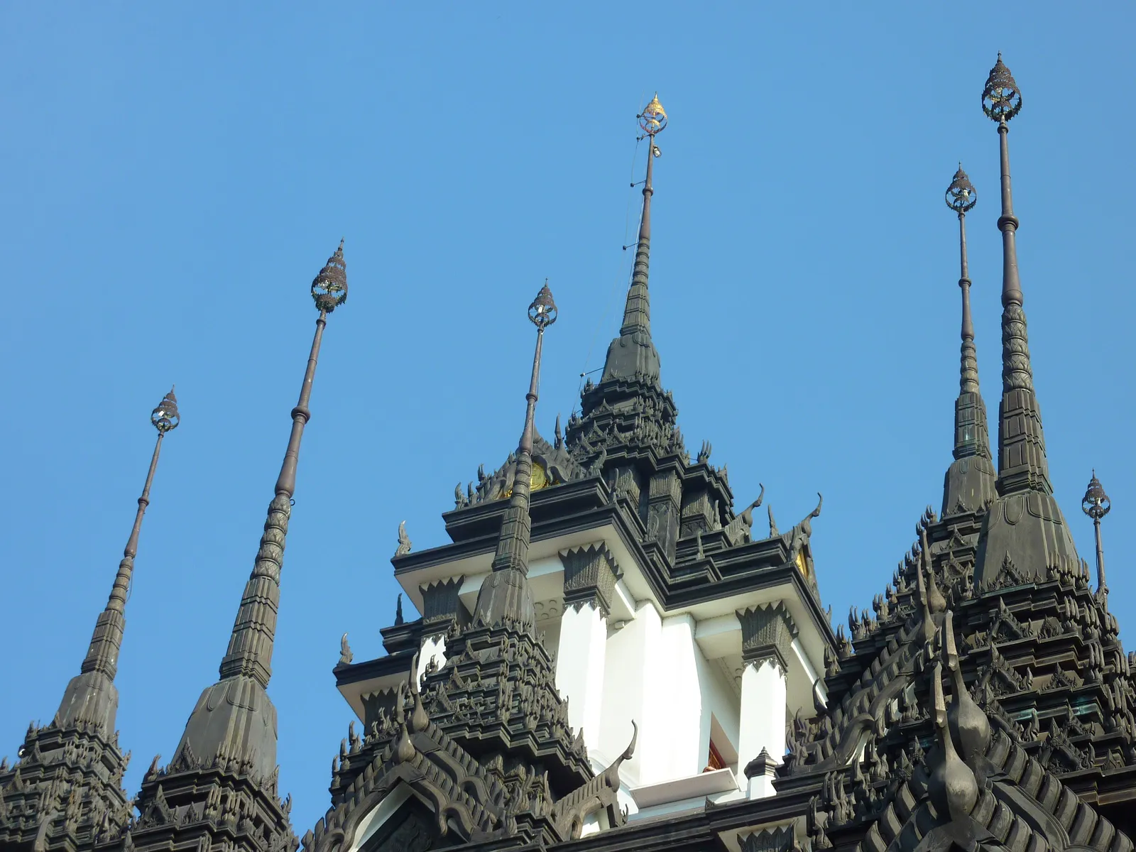 Black metal spires of Loha Prasat in Bangkok's Old City
