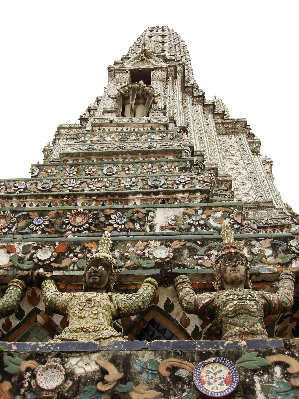 Porcelain mosaic detail on the central prang of Wat Arun