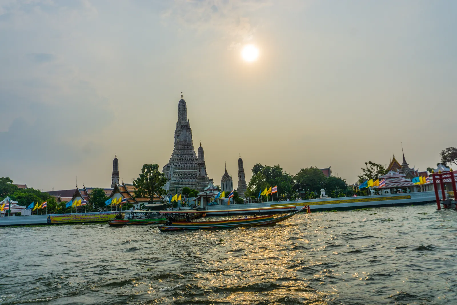 River ferry crossing toward Wat Arun in Bangkok